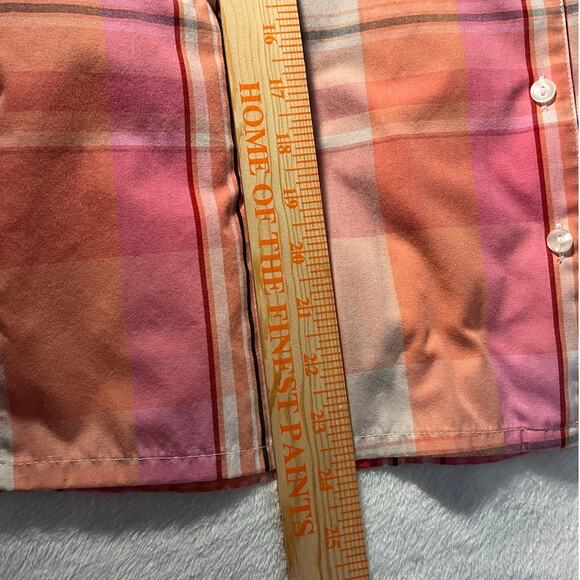 Paradise Bay Petite Size 10 Button Down Shirt Plaid Coral Pink - Picture 7 of 10